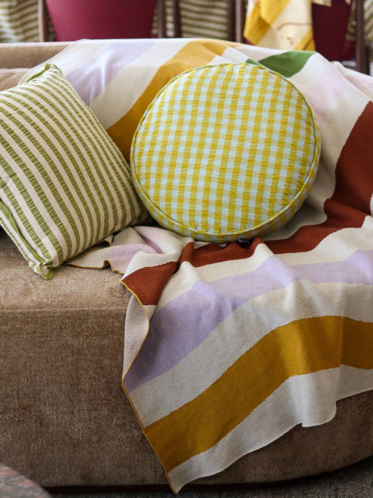 Pistachio Seersucker Cushion: With Insert