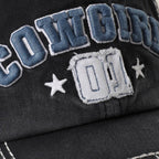 COWGIRL 01 Embroidered Vintage Distressed Baseball Cap
: BLK