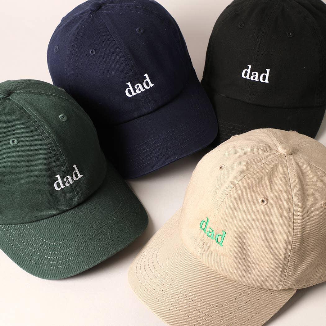 Father's Day Baseball Cap With Dad Text Embroidery : DARK GREEN / ONE SIZE