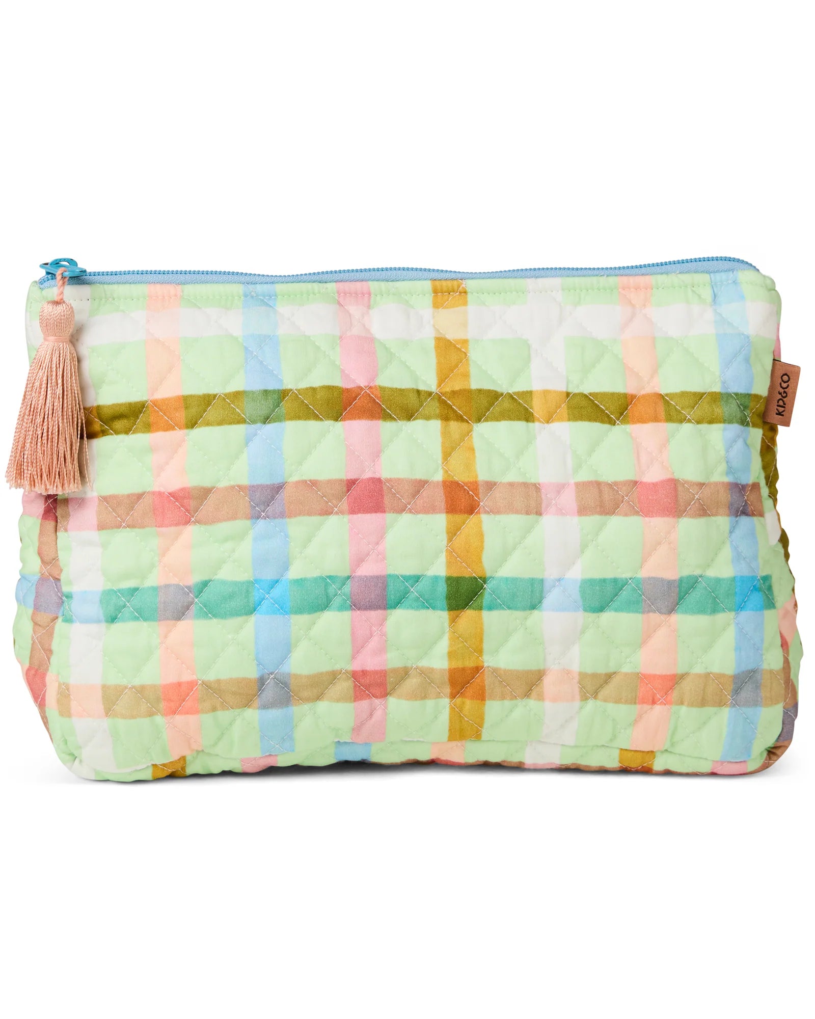 Candy Check Mint Quilted Cotton Toiletry Bags