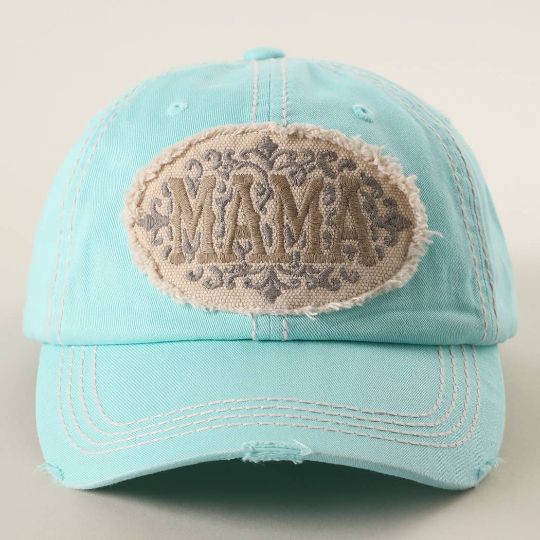 MAMA Patch Embroidered Distressed Baseball Cap : HPK