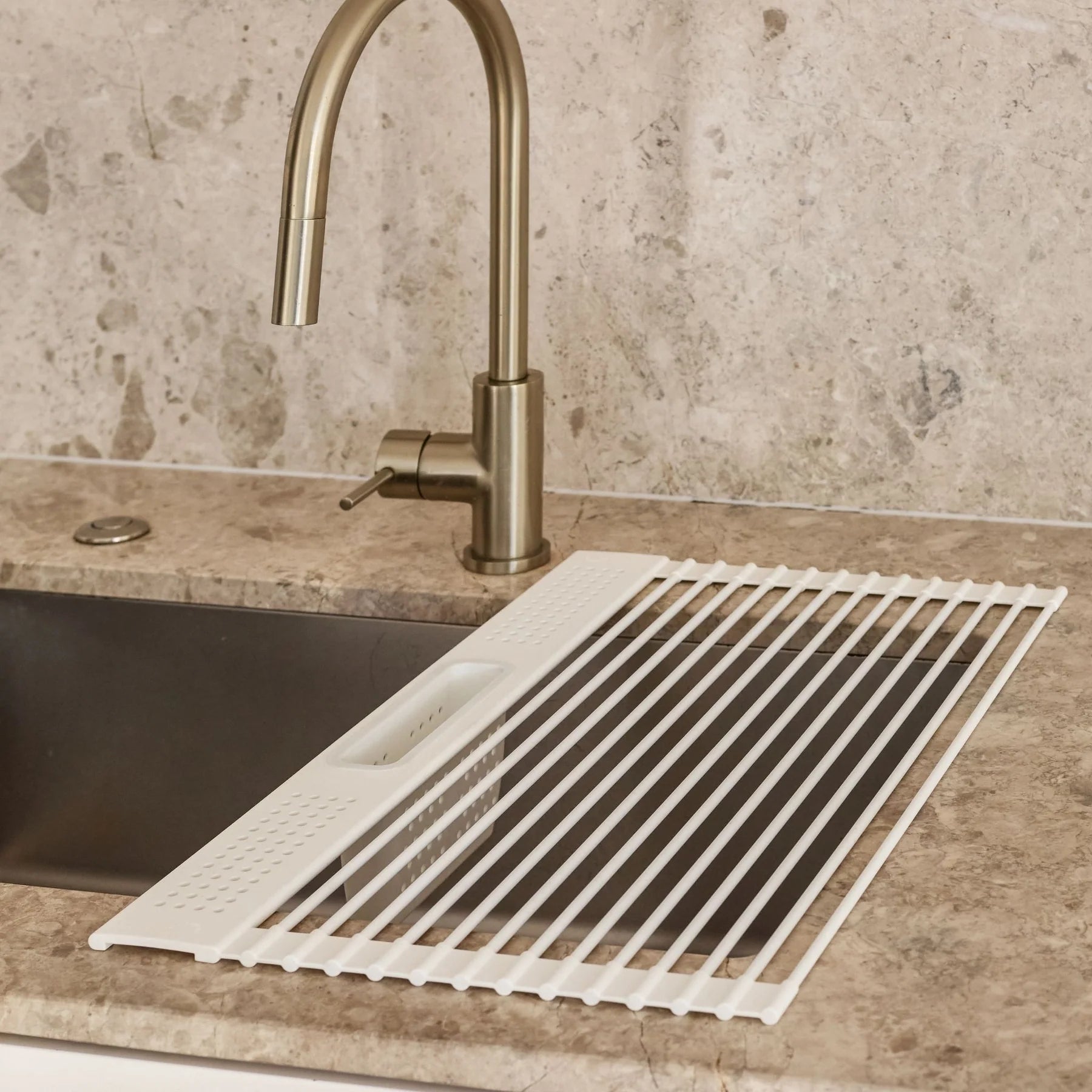 Folding Dish Rack w/ Cutlery Holder