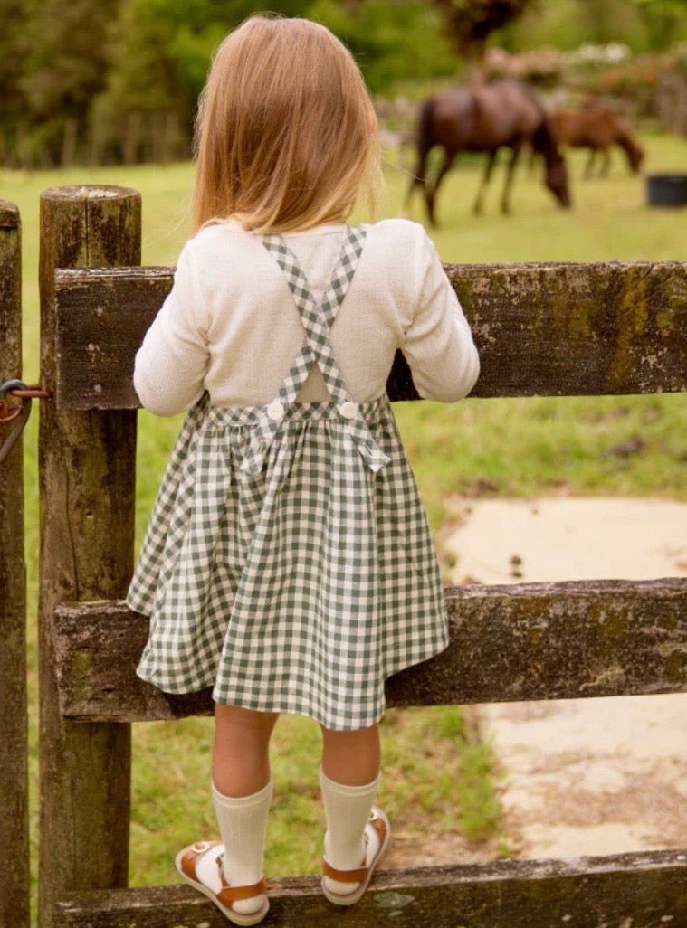 Kids Nature Baby green check pinafore organic cotton - 4