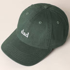 Father's Day Baseball Cap With Dad Text Embroidery : DARK GREEN / ONE SIZE