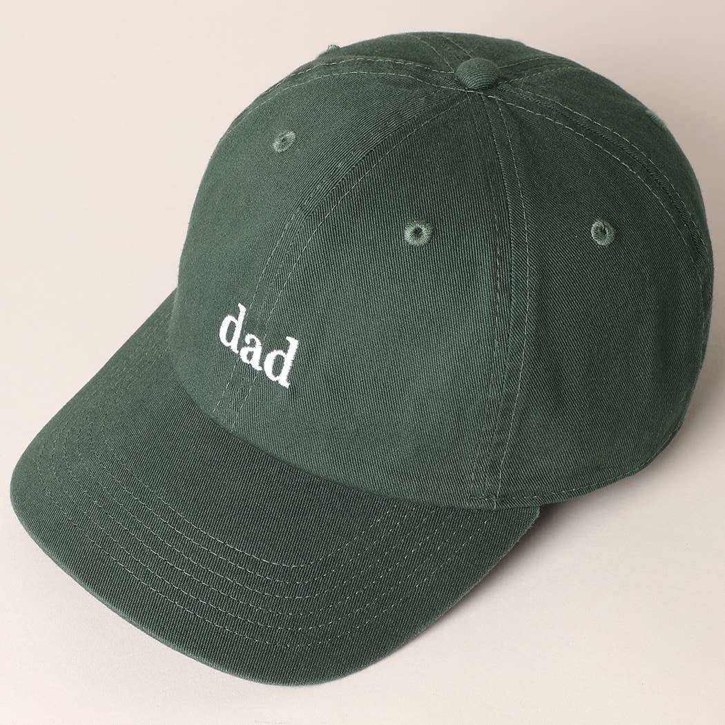 Father's Day Baseball Cap With Dad Text Embroidery : DARK GREEN / ONE SIZE