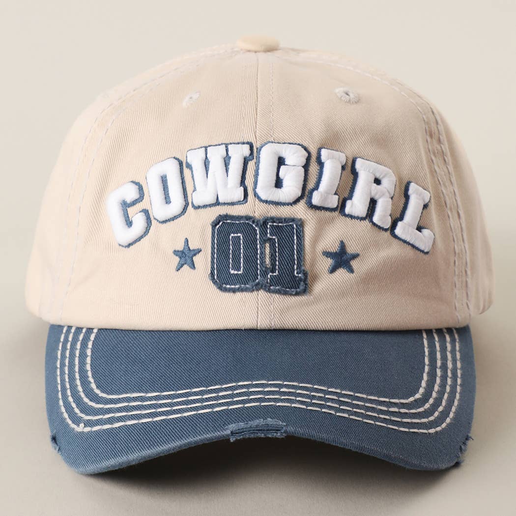 COWGIRL 01 Embroidered Vintage Distressed Baseball Cap
: BLK