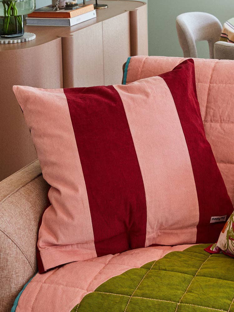 Corduroy Euro Pillowcase - Peach/Ruby