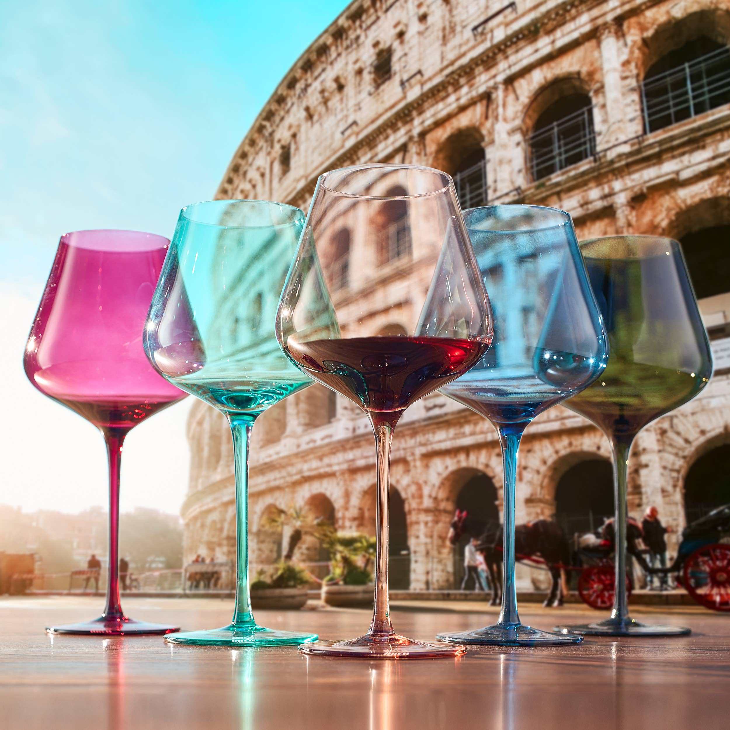 Colors of Rome, Italy, City Wine Glassware | Set of 5, 20 OZ