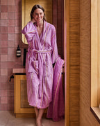 LAVENDER FIELD STRIPE BAMBOO TERRY BATH ROBE