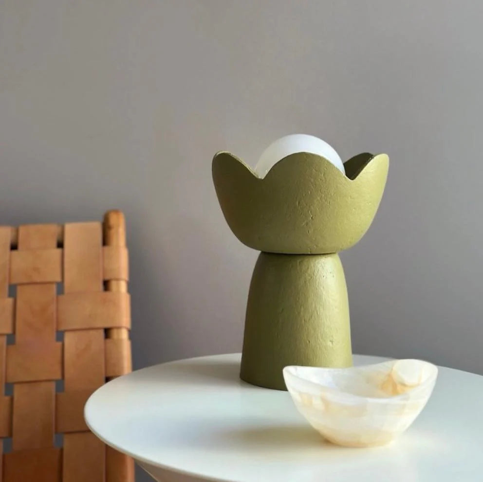 Lotus Table Lamp- Olive Green