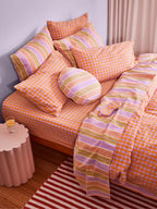 Kumquat Bloom Seersucker Quilt Cover