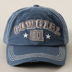 COWGIRL 01 Embroidered Vintage Distressed Baseball Cap
: BLK