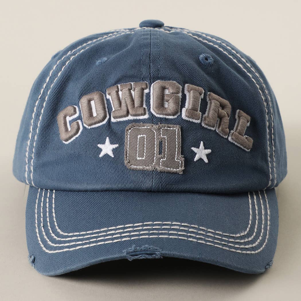 COWGIRL 01 Embroidered Vintage Distressed Baseball Cap
: BLK