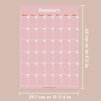 Monthly Undated A3 Wall Planner | 12 Pages | Pastels