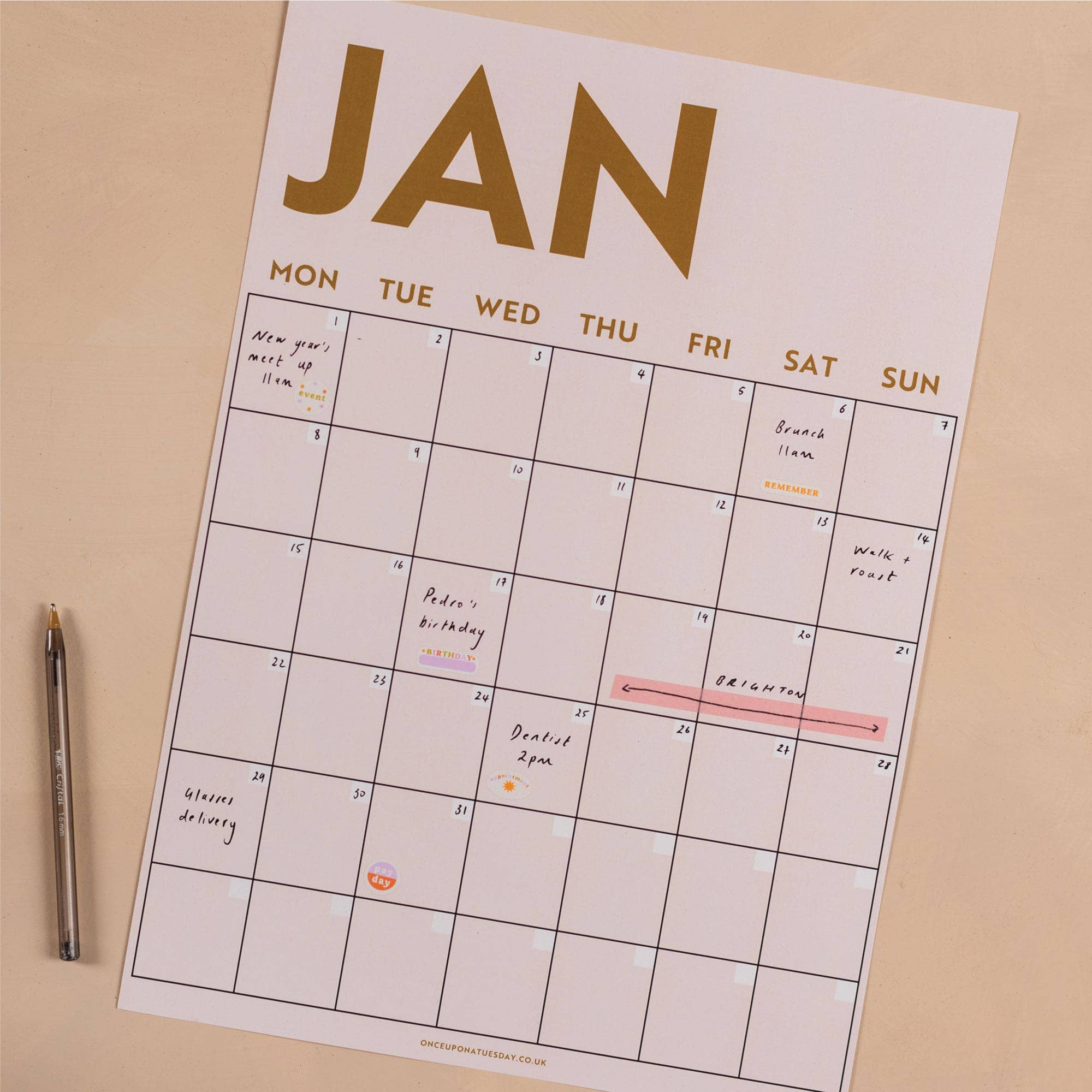 Monthly Undated A3 Wall Planner | 12 Pages | Simply Bright