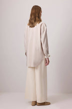 Embroidered Mesh Flower Shirt: Stone