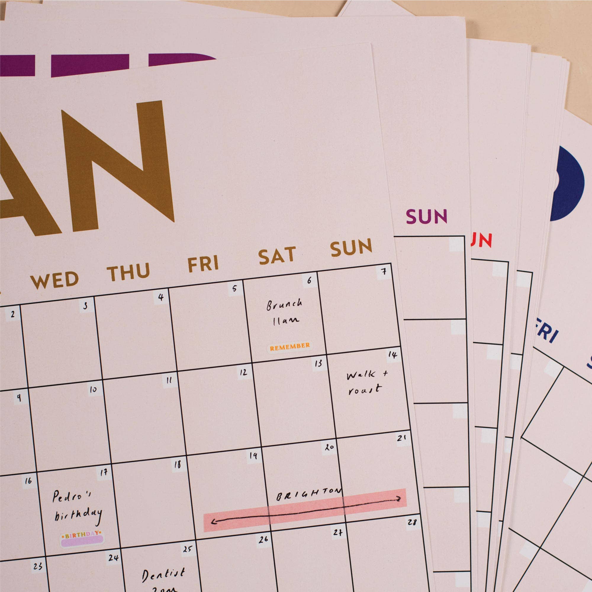 Monthly Undated A3 Wall Planner | 12 Pages | Simply Bright
