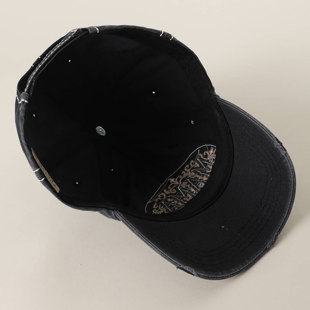 MAMA Patch Embroidered Distressed Baseball Cap : HPK
