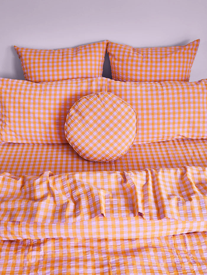 Kumquat Bloom Seersucker Flat Sheet