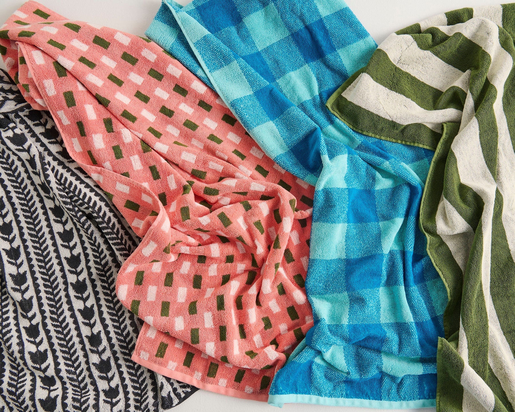 Moss Stripe Terry Towels