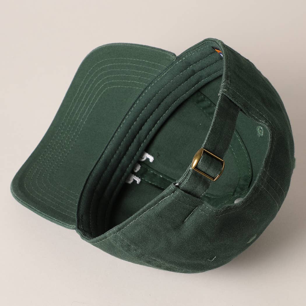 Father's Day Baseball Cap With Dad Text Embroidery : DARK GREEN / ONE SIZE