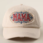 MAMA Patch Embroidered Distressed Baseball Cap : HPK