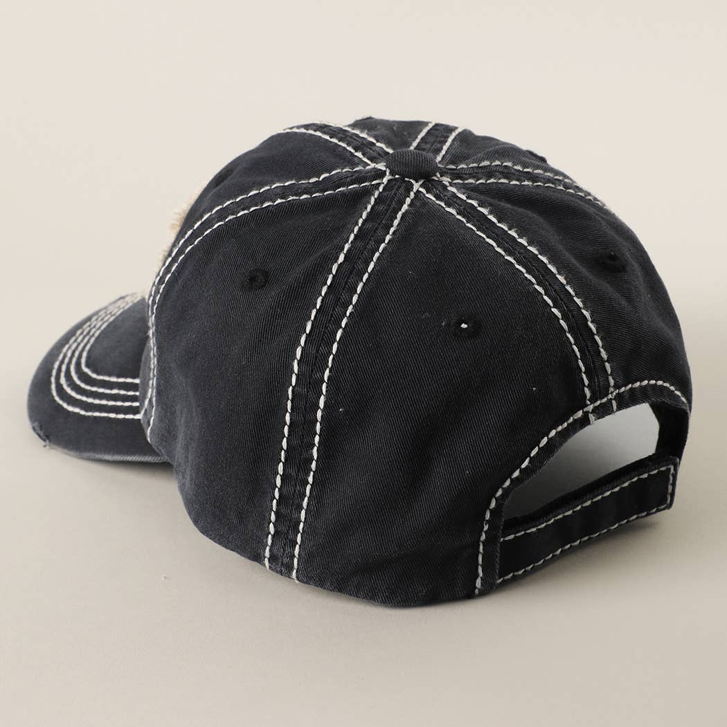 MAMA Patch Embroidered Distressed Baseball Cap : HPK
