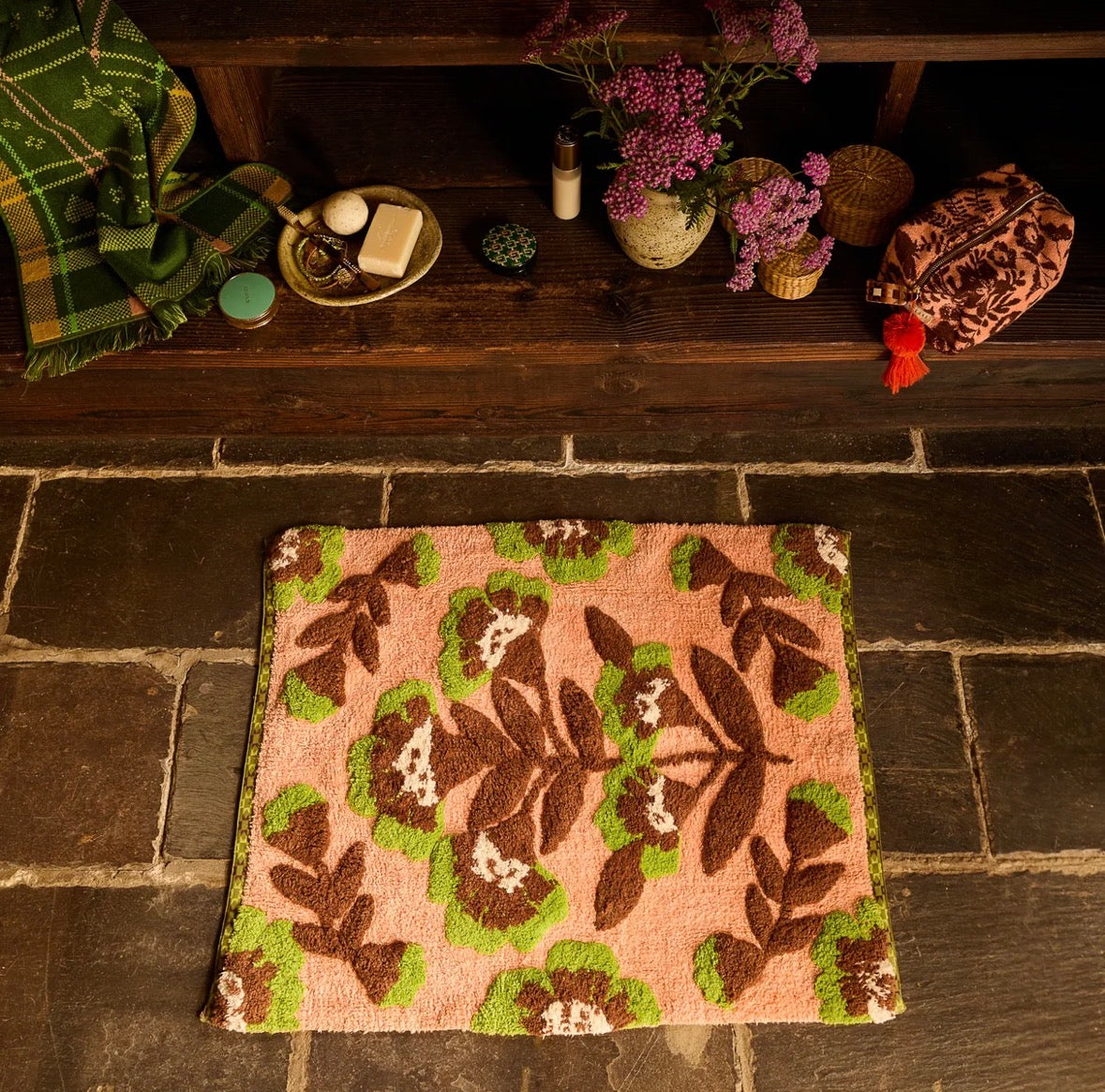 Winona Bath Mat - Crimson