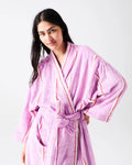 LAVENDER FIELD STRIPE BAMBOO TERRY BATH ROBE