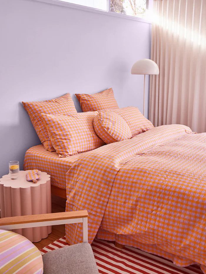 Kumquat Bloom Seersucker Flat Sheet