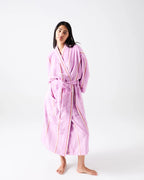 LAVENDER FIELD STRIPE BAMBOO TERRY BATH ROBE