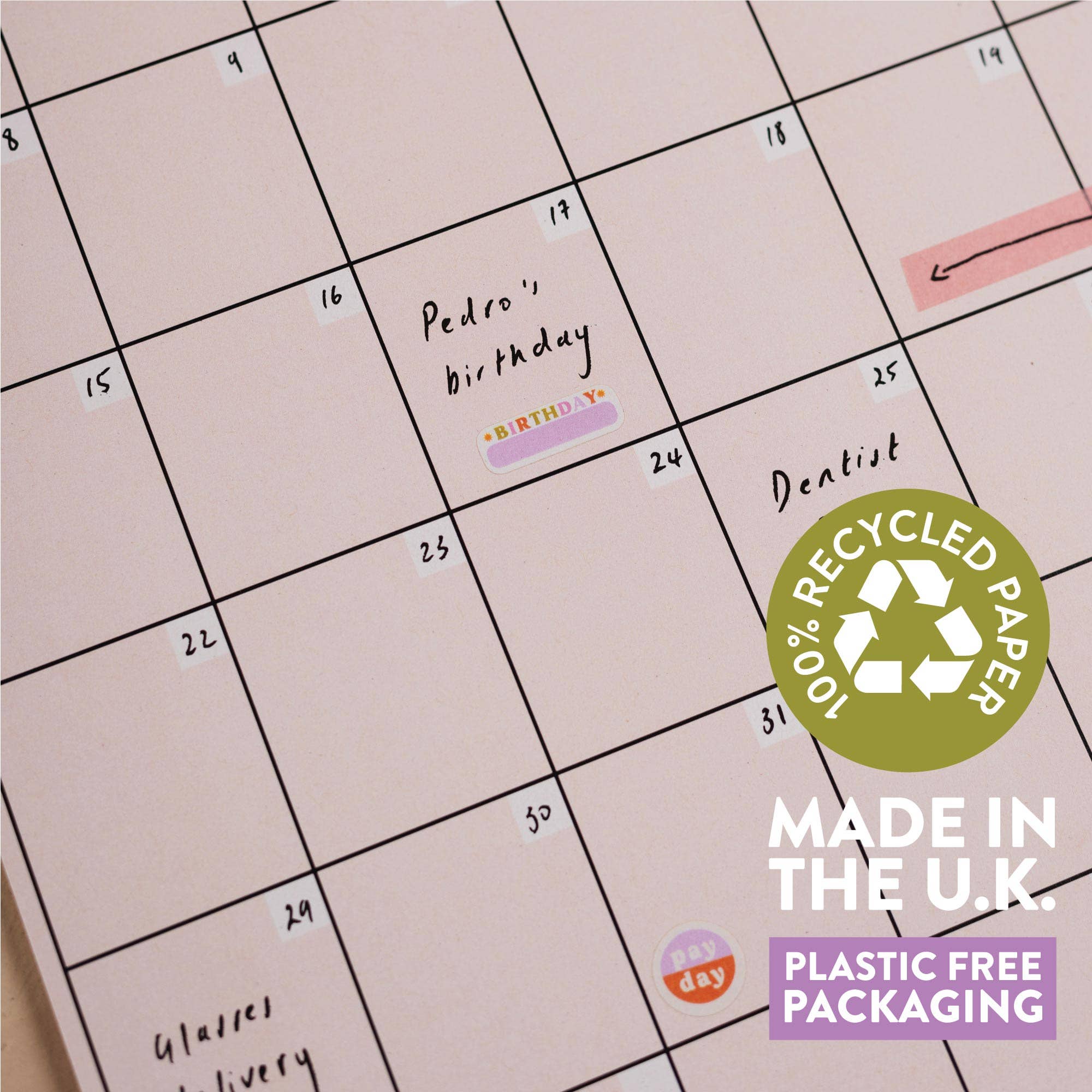 Monthly Undated A3 Wall Planner | 12 Pages | Simply Bright