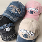 COWGIRL 01 Embroidered Vintage Distressed Baseball Cap
: BLK