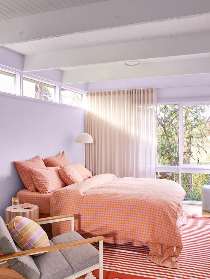 Kumquat Bloom Seersucker Flat Sheet