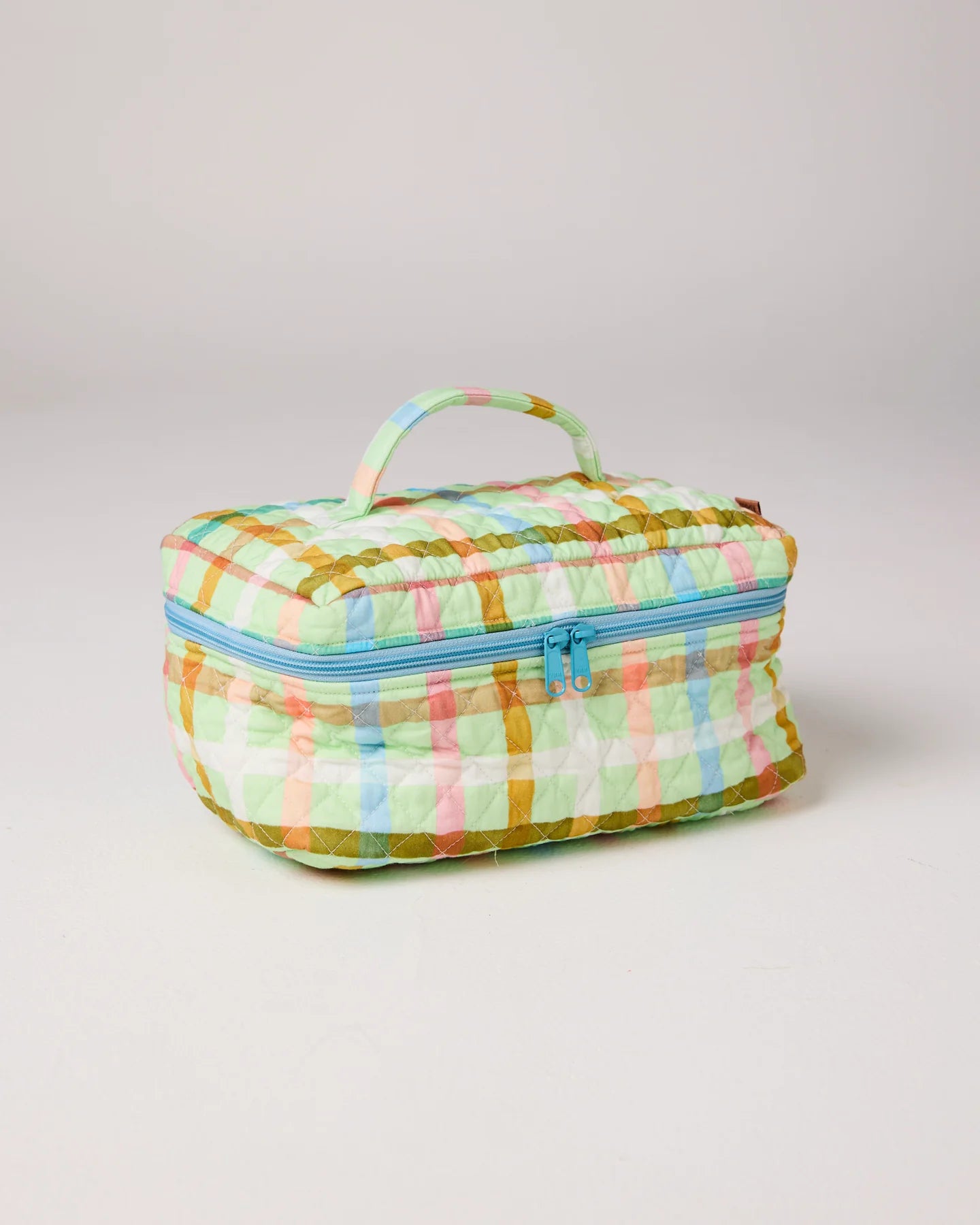 Candy Check Mint Quilted Cotton Toiletry Bags