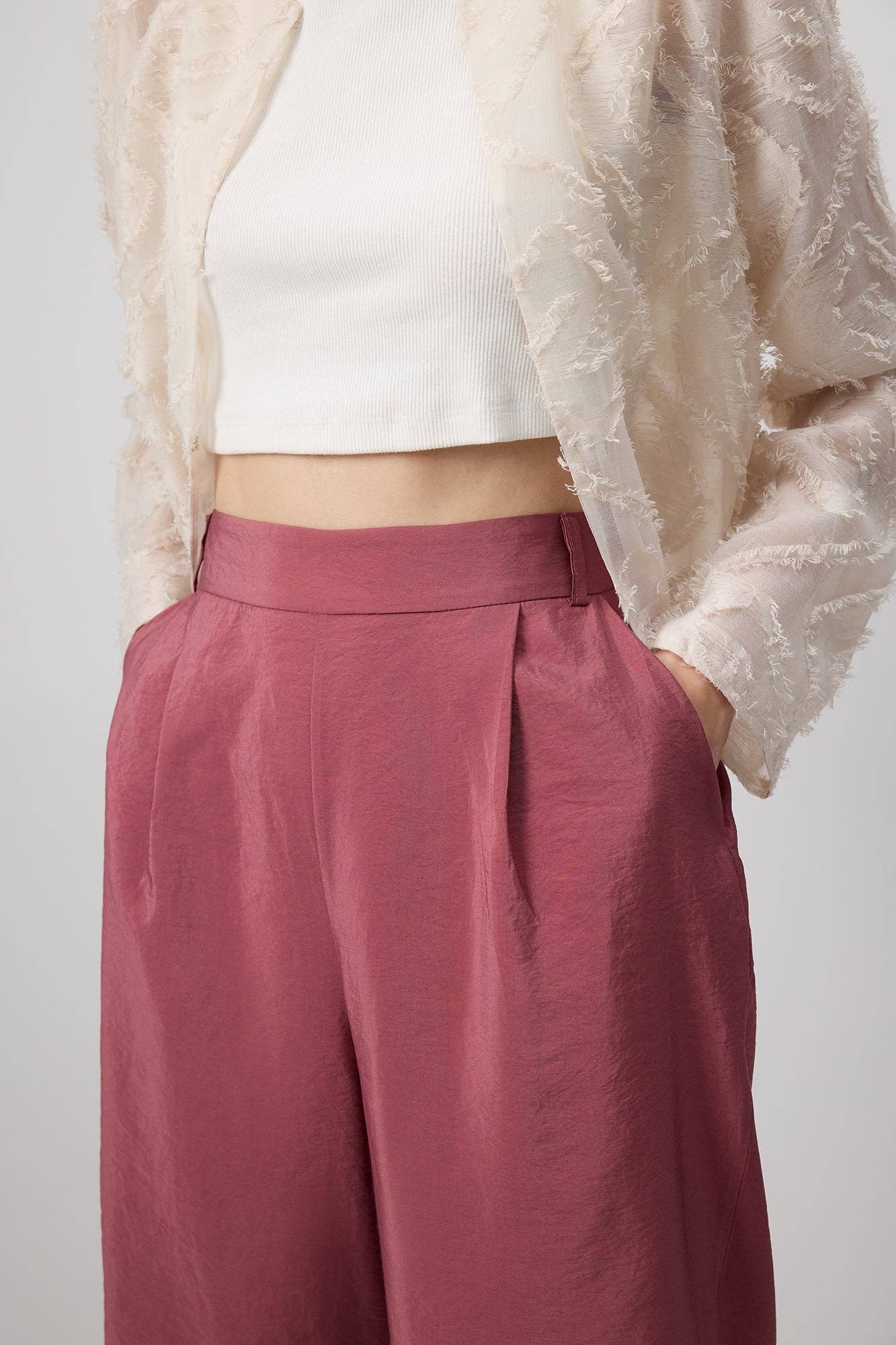 High-Waisted Wide-Leg Cupro Pants