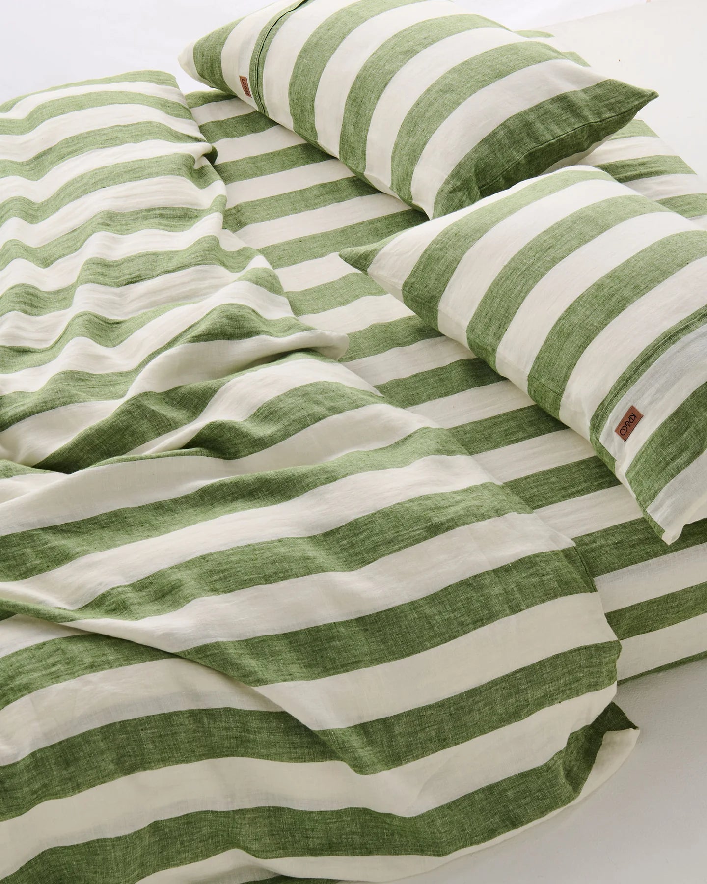 Moss Stripe Linen Pillowcases 2P STD set
