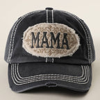 MAMA Patch Embroidered Distressed Baseball Cap : HPK