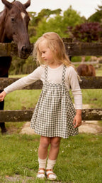 Kids Nature Baby green check pinafore organic cotton - 4