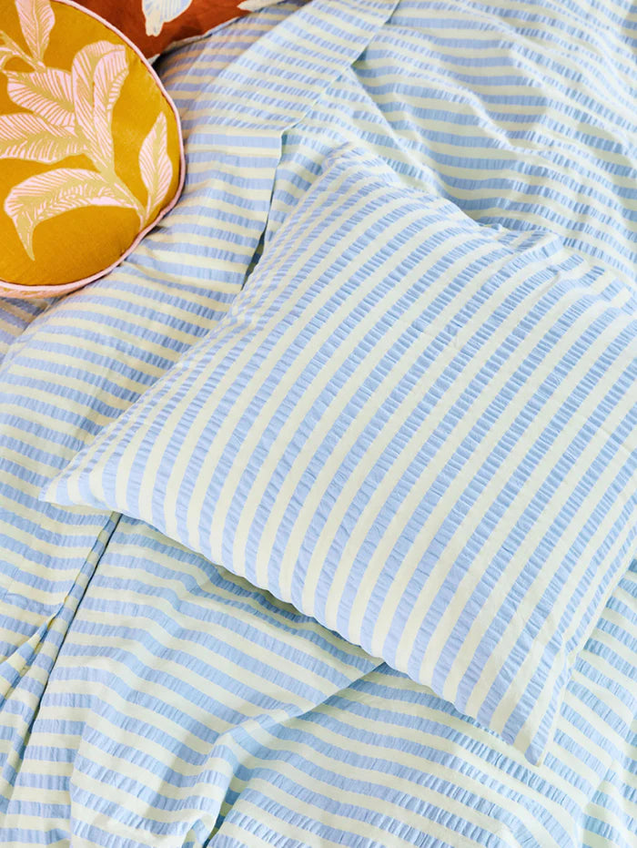 Butter Blue Seersucker Fitted Sheet
