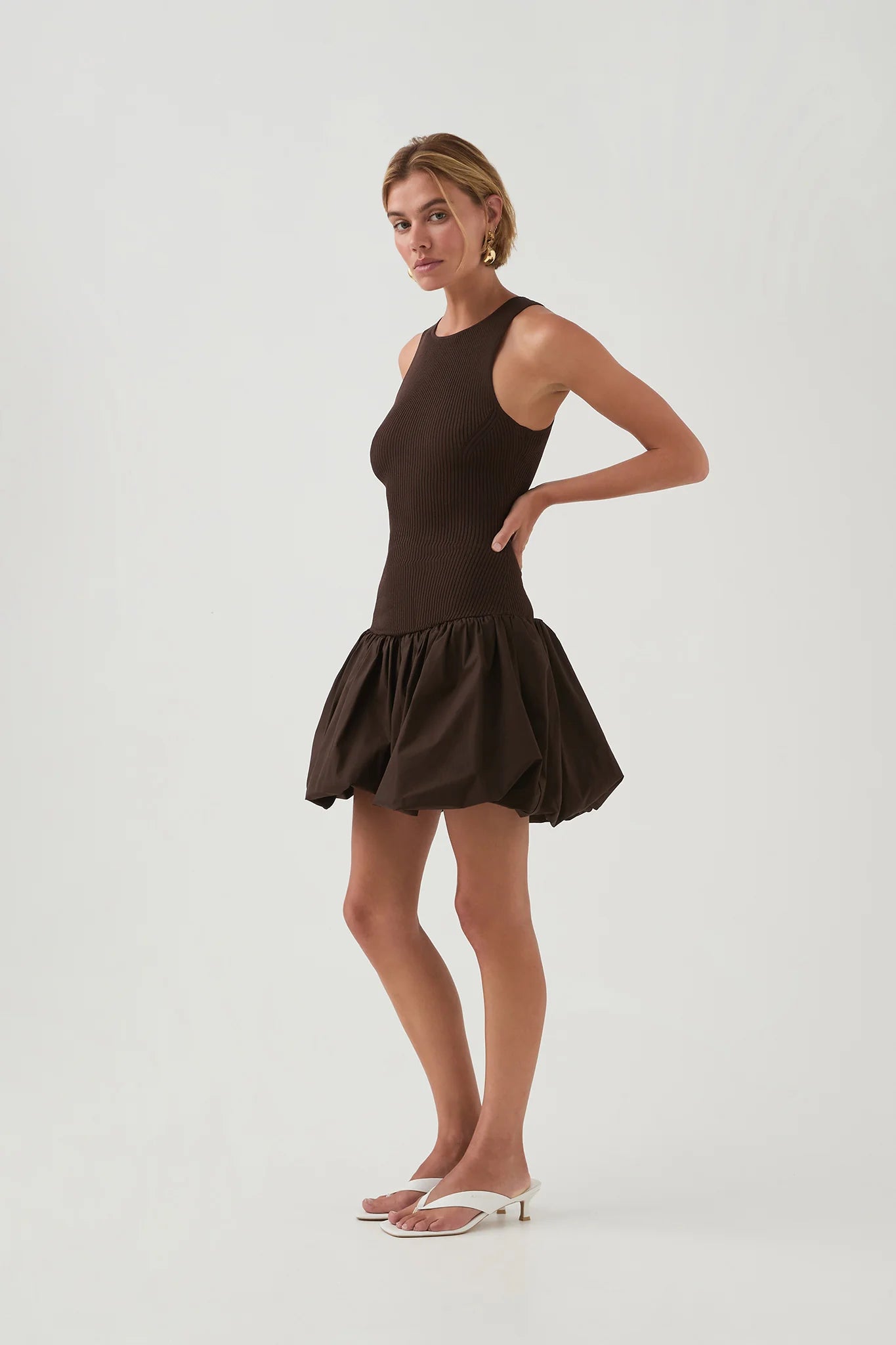Aje Chocolate Brown Bubble Dress - 14