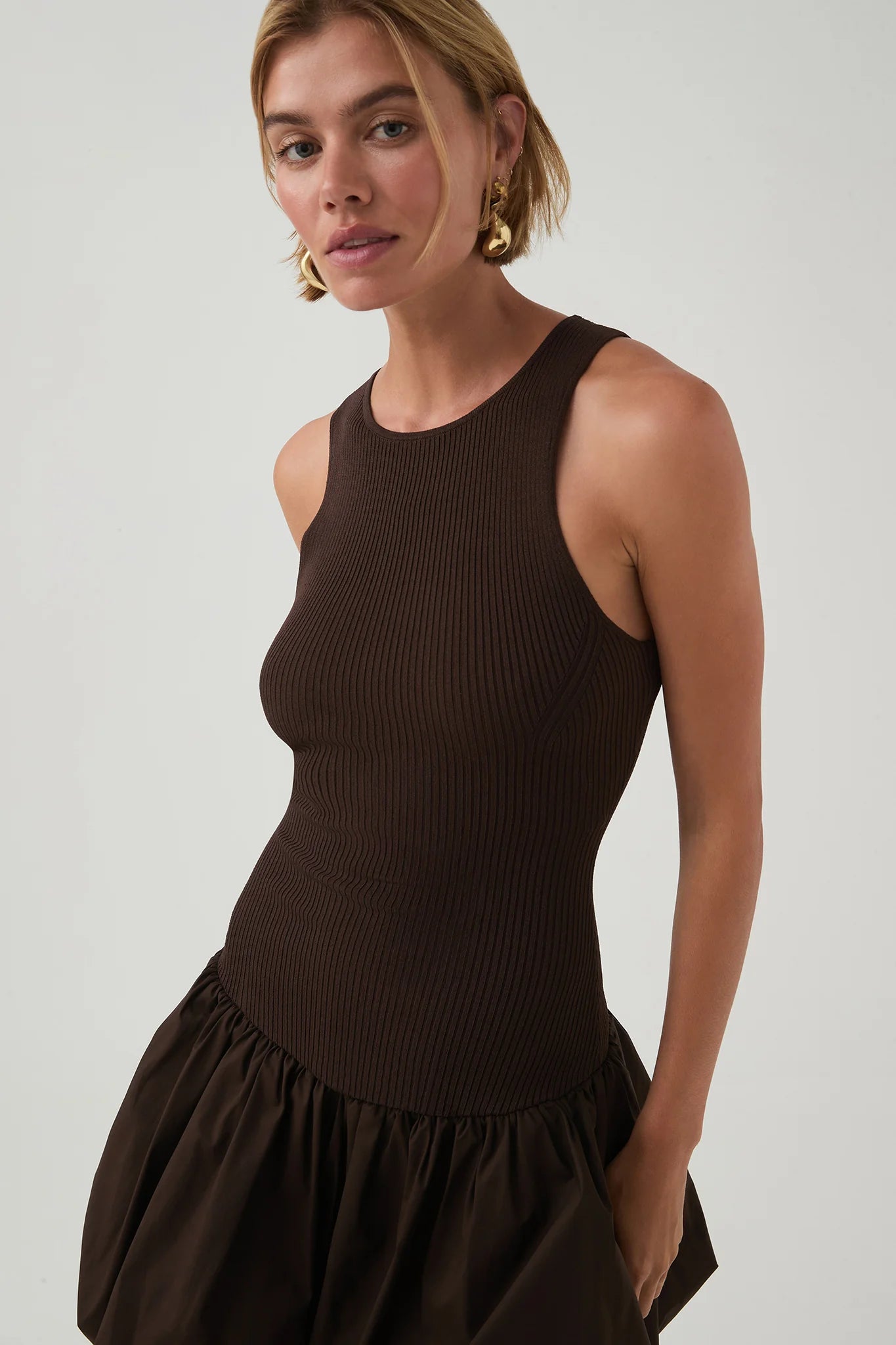 Aje Chocolate Brown Bubble Dress - 14