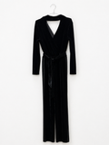 Reiss Black Velvet Jumpsuit - 8