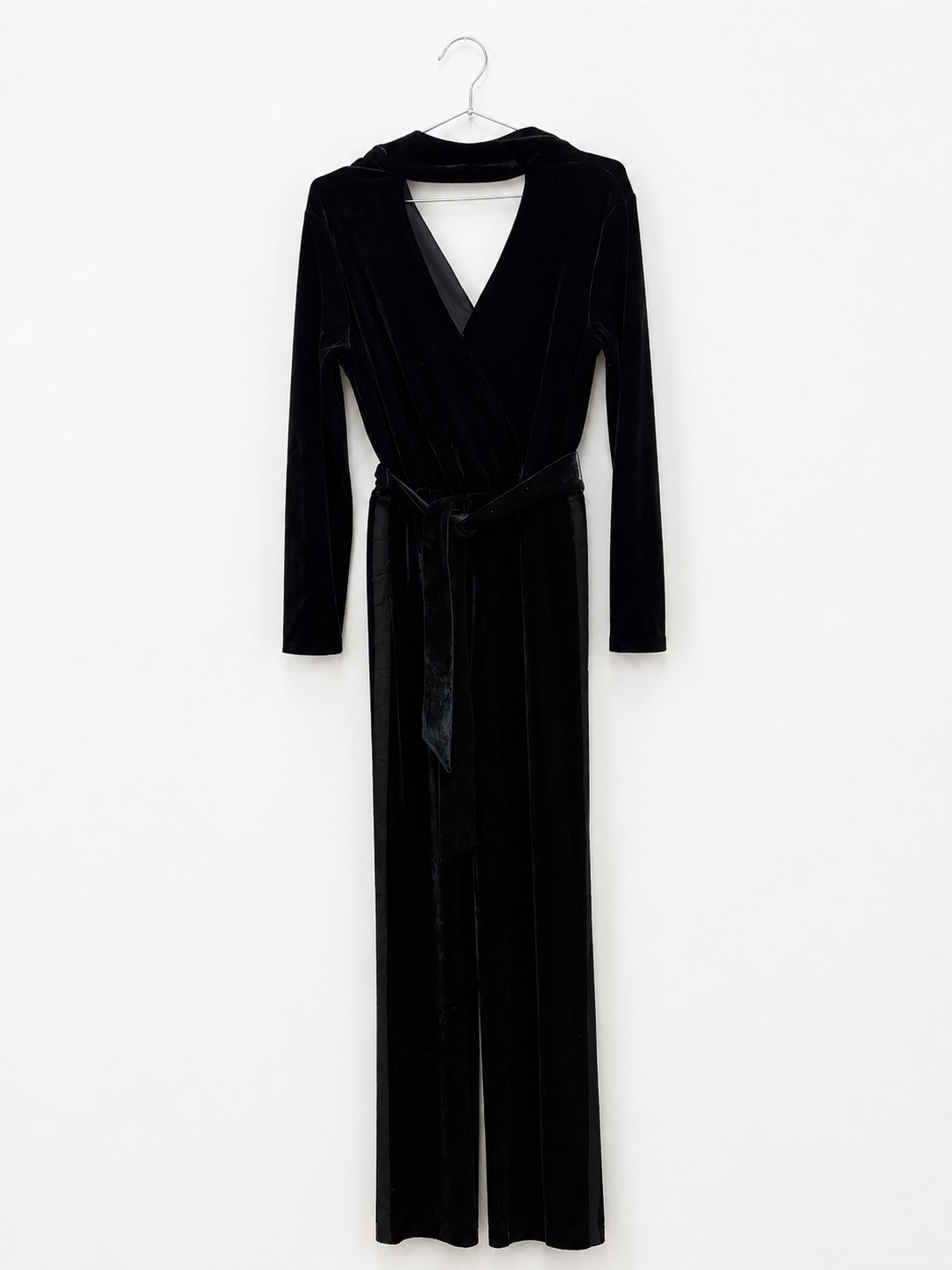 Reiss Black Velvet Jumpsuit - 8