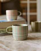 MUG SINGLE - SAGE & BLUSH CHECK CAT'S PYJAMAS