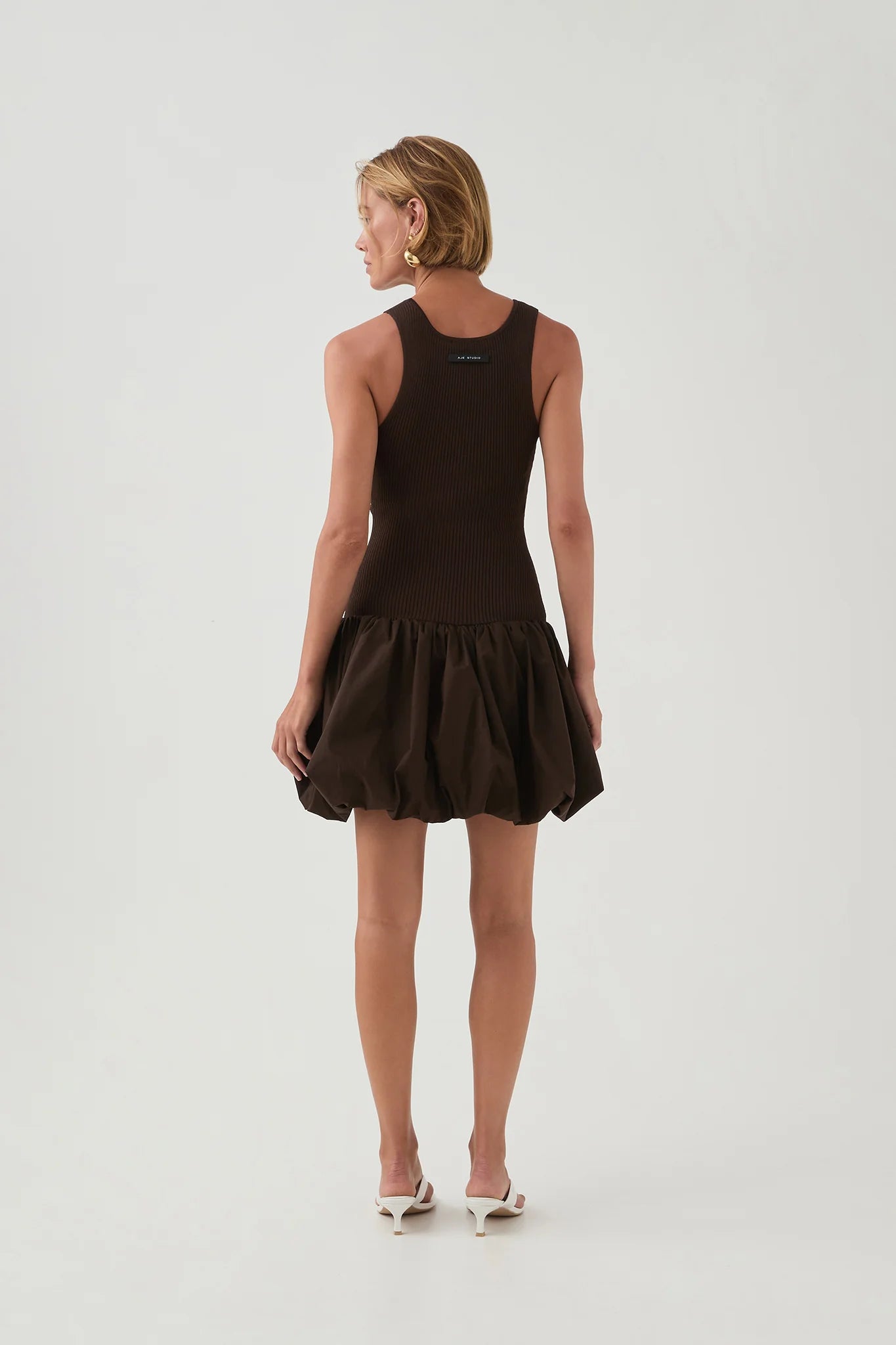 Aje Chocolate Brown Bubble Dress - 14