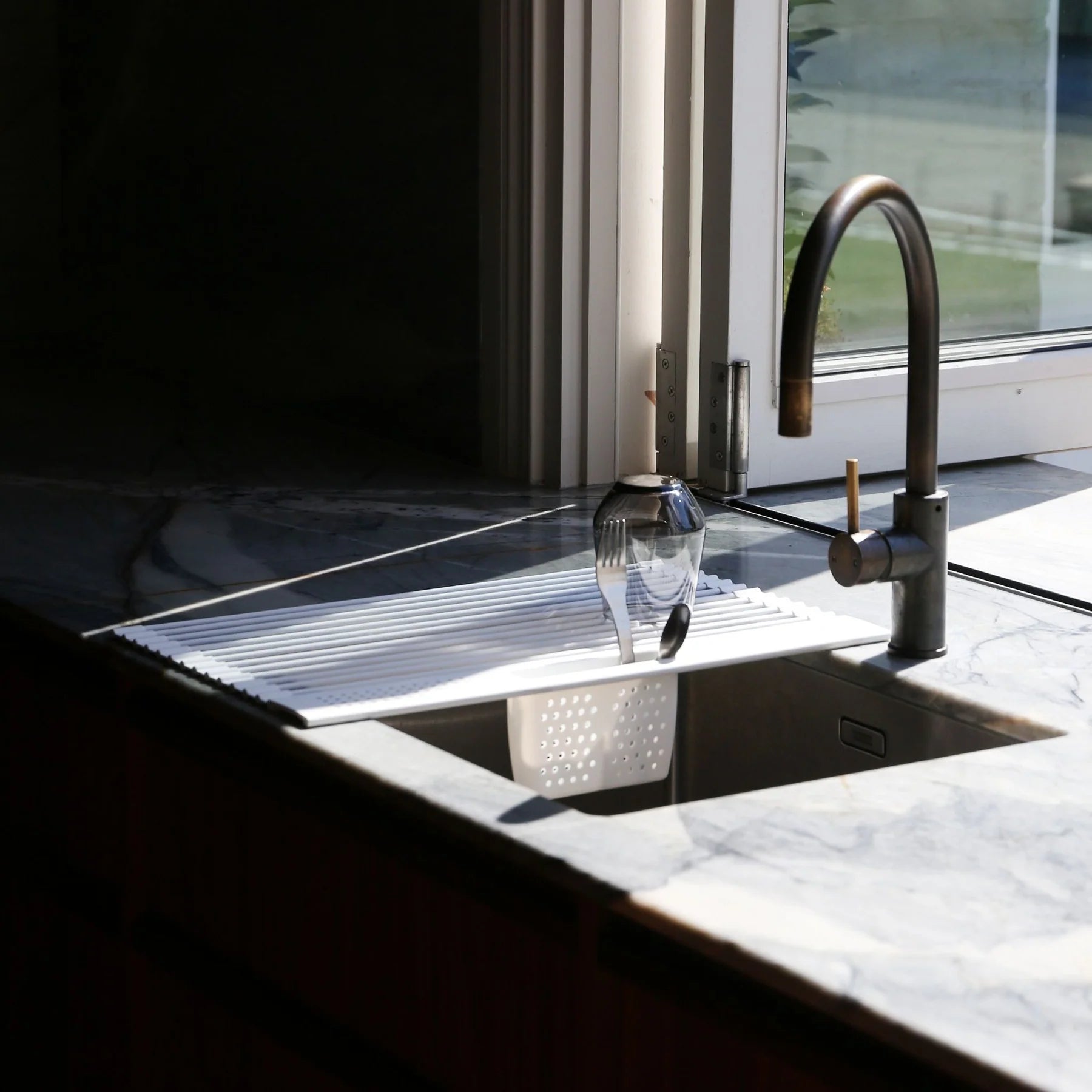 Folding Dish Rack w/ Cutlery Holder