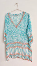 Fashion Spectrum Silk Sheer Aqua Top - L