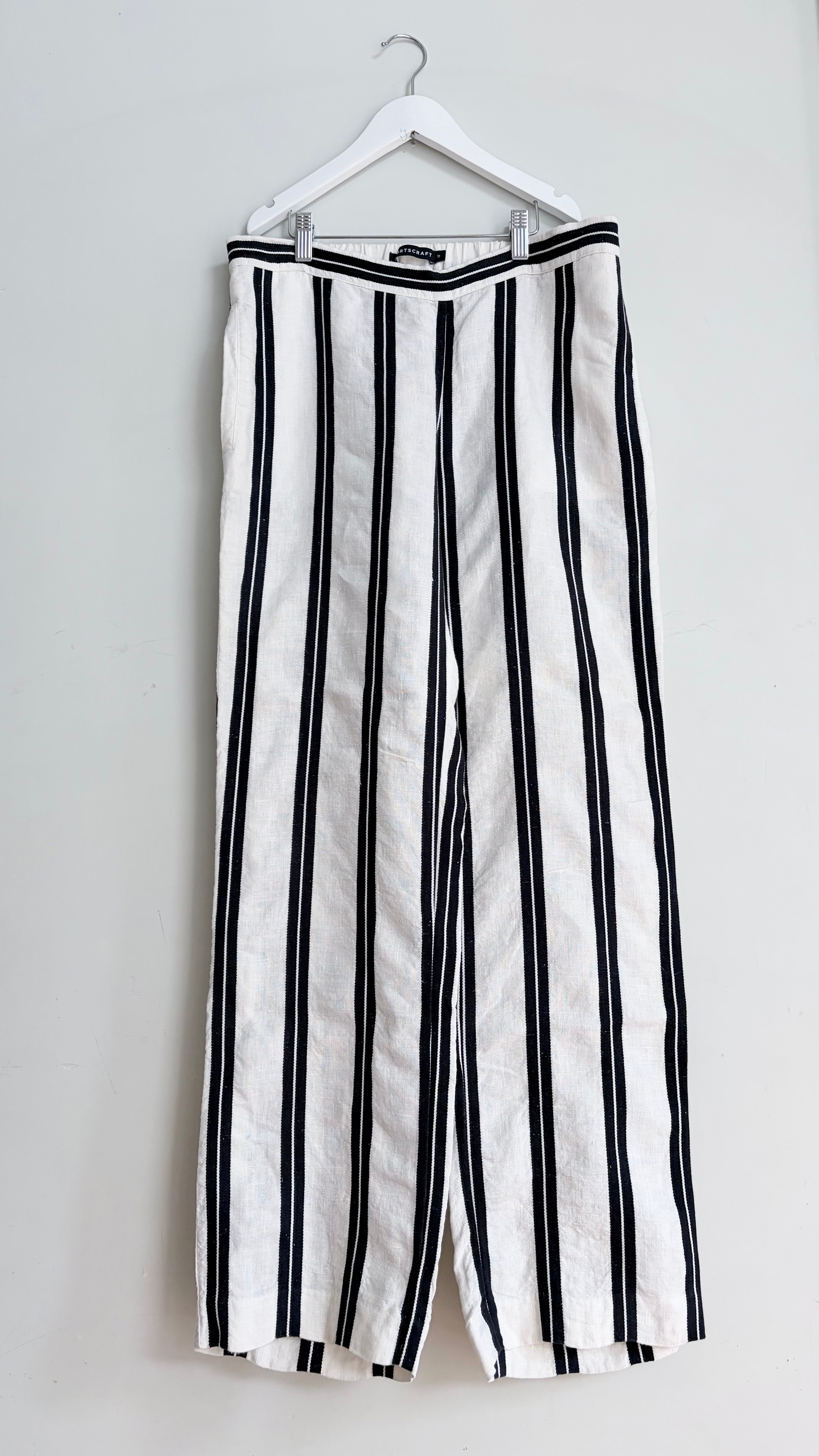 Sportscraft Cream Linen Striped Pants - 12