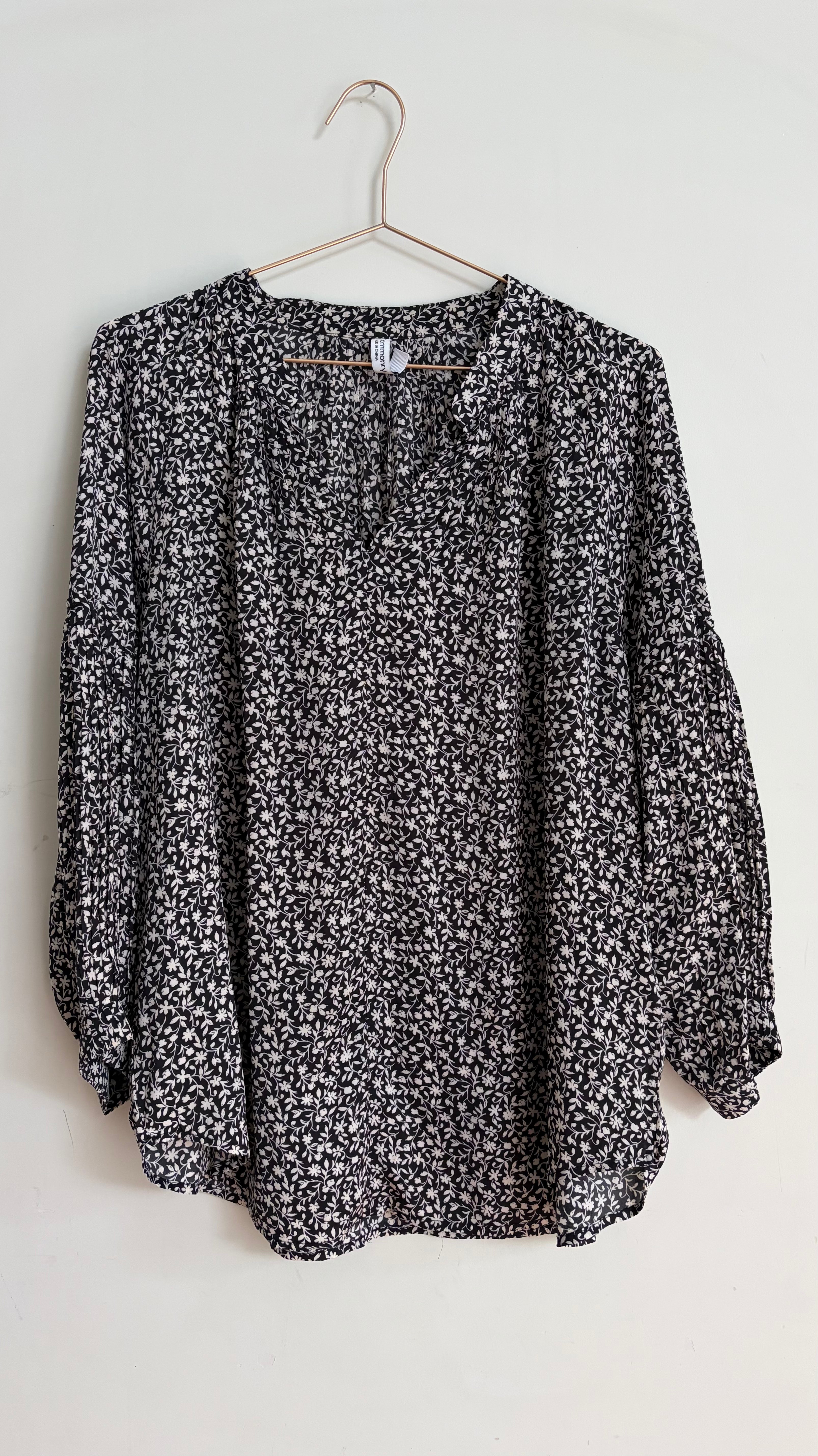 Commonry Black Floral Top - 16